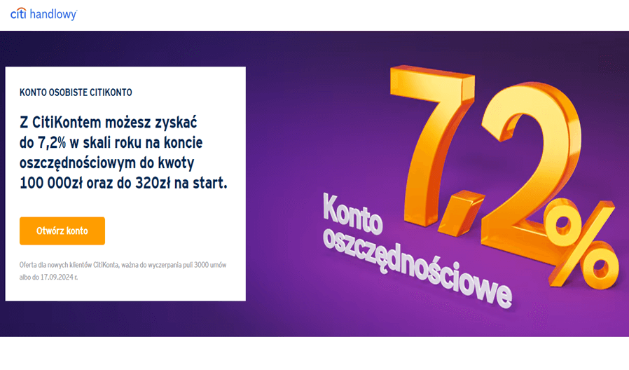 Dostaniesz 320 zł na start od Citi Handlowy