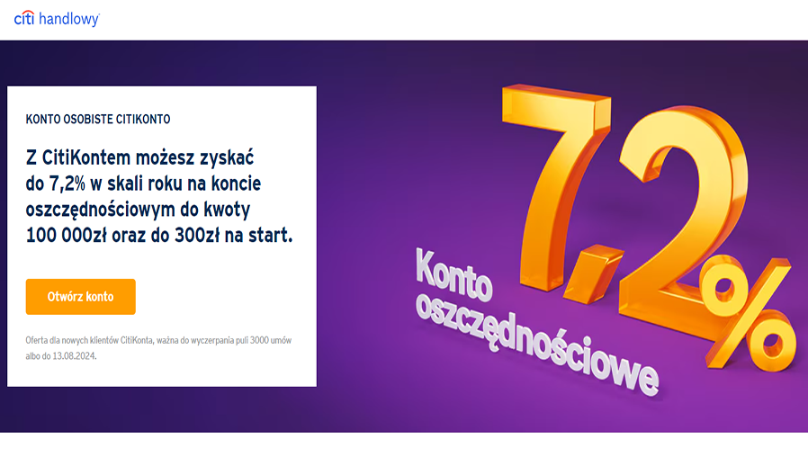 Citi Handlowy konto osobiste promocja