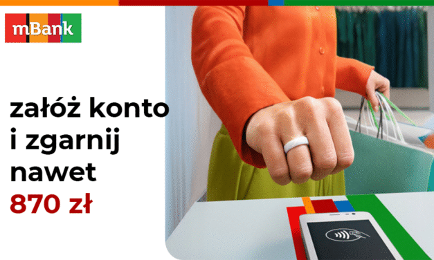 mBank daje 870 zł za kilka aktywności na otwartym w promocji koncie osobistym.