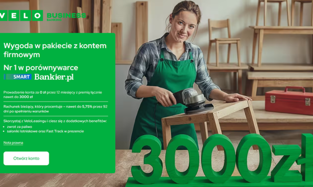 Aż 3000 zł premii dla Twojej firmy w VeloBanku! 💼