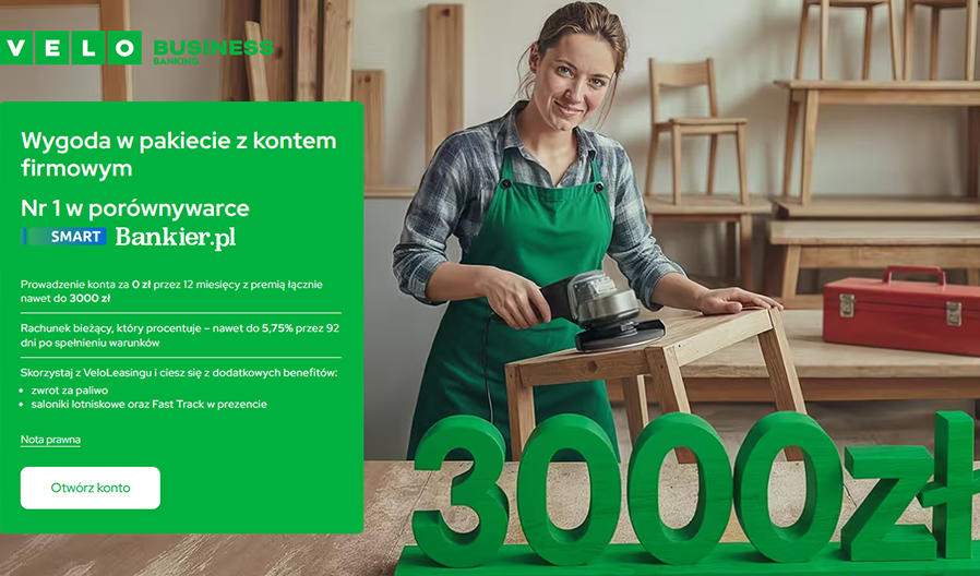Aż 3000 zł premii dla Twojej firmy w VeloBanku! 💼