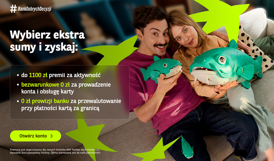BNP Paribas daje do 1100 zł za aktywne konto
