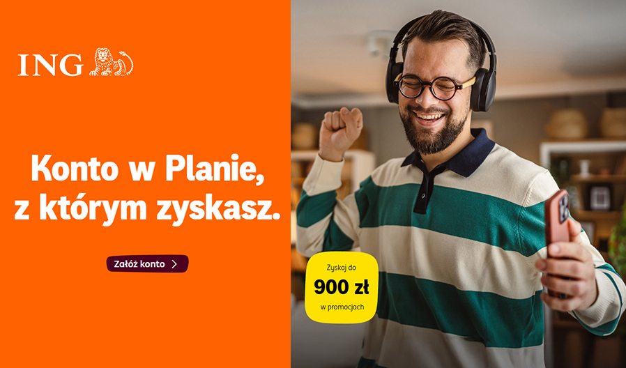 🎧 Wejdź na wyższy poziom z Kontem w Planie ING i zgarnij nawet 900 zł premii! 💎