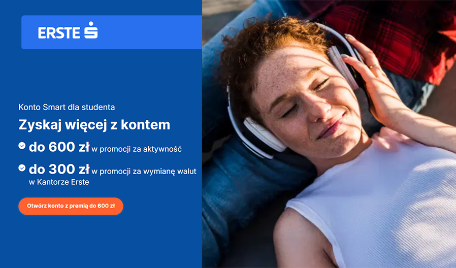 🎓 Studiujesz? Otwórz Konto Smart w Erste Banku i zgarnij do 900 zł bonusów! 💸