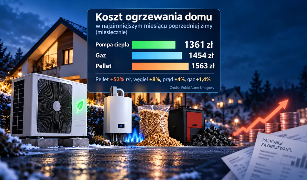Koszty ogrzewania zimą 2026/2027: jak porównać pellet, gaz i pompę ciepła dla tego samego domu?